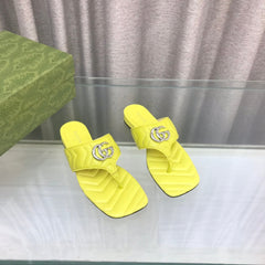 GG  marmont logo - embellished mattelasse leather sandal in yellow