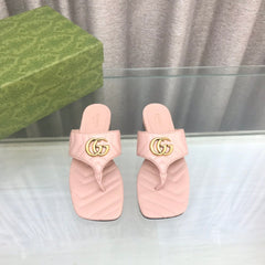 GG  marmont logo - embellished mattelasse leather sandal in pink