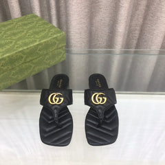 GG  marmont logo - embellished mattelasse leather sandal in black