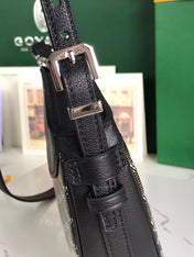 HIRONDELLE BAG 25 IN BLACK LAMBSKIN AND GOYARDINE CANVAS