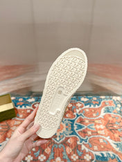 GG CANVAS SNEAKER IN CAMEL BROWN DENIM WITH BEIGE FLEECE LINING