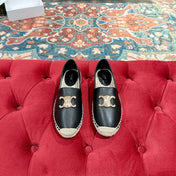 ESPADRILLES BLACK LAMBSKIN GOLD TRIOMPHE