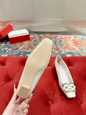 TROMPETTE BALLERINAS IN OFF WHITE SHINY CALFSKIN
