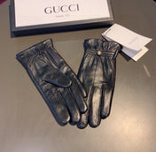 TOUCHSCREEN GLOVES WITH DOUBLE CORD TIGHTENING IN BLACK LAMBSKIN 440488