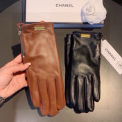 TOUCHSCREEN GLOVES IN BLACK LAMBSKIN WITH GOLD LOGO 462271