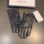 GLOVES WITH DOUBLE BUTTONS IN BLACK LAMBSKIN AND FLEECE LINING 465013