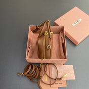 MICRO BAG KEYCHAIN 11 IN CAPE PALLISER BROWN CALFSKIN EMBOSSED LOGO