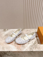 LV BALLET FLAT IN WHITE MONOGRAM CANVAS