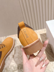 CELINE 25S LOW CUT MARTIN BOOTS IN MEDIUM ORANGE CALFSKIN