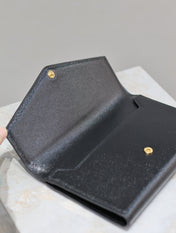 UPTOWN WALLET 21 IN BLACK CALFSKIN GOLD LOGO