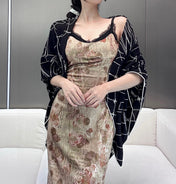 CHANEL 25S SCARF 140 IN CASHMERE SILK 727348