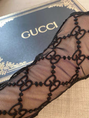 EMBROIDERED LACE MESH GLOVES BLACK 462433
