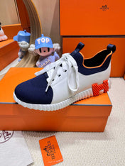 DEPART SLIP-ON SNEAKER IN NAVY BLUE KNIT AND WHITE CALFSKIN