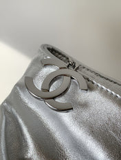 CHANEL 25S HOBO BAG 30 CM IN SILVER SMOOTH CALFSKIN