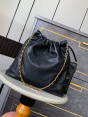 CHANEL BAG 25S 42 CM IN BLACK LAMBSKIN WITH GOLD HARDWARE