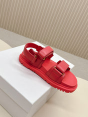 DIOR BACK-STRAP SANDALS 25S IN STRAWBERRY PINK CALFSKIN WITH GOLD HARDWARE