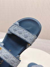 DIOR BACK-STRAP SANDALS 25S IN NAVY BLUE DENIM AND CALFSKIN