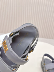 DIOR BACK-STRAP SANDALS 25S IN ASH GRAY CALFSKIN WITH GOLD HARDWARE