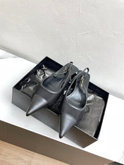 OXALIS SLINGBACK PUMPS 30 IN MESH BLACK LEATHER
