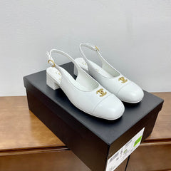 HIGH SLINGBACKS WHITE CALFSKIN