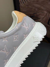 TIME OUT SNEAKER IN COOL GRAY EMBOSSED MONOGRAM CALFSKIN