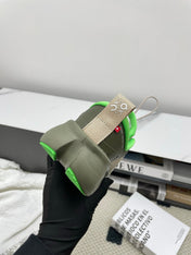 LOEWE 26S CLOUDSOLO SNEAKERS IN OLIVE GREEN AND BEIGE RECYCLED POLYESTER