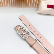 Vlogo Brown Black White Stone Silver Buckle Belt 40mm Brown Light Pink Leather