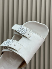 LOEWE 26S EASE SLIDE IN WHITE CALFSKIN
