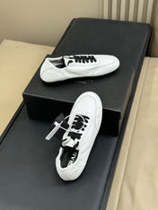 PRADA 25S COLLAPSE FLAT SHOES IN WHITE CALFSKIN