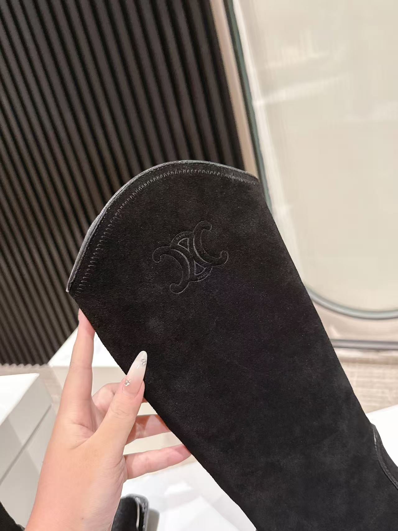 CELINE 25S HIGH BOOTS FOR FALL AND WINTER 45MM IN BLACK SUEDE