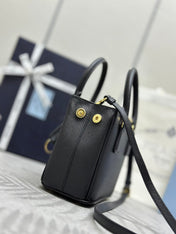 PRADA 25S GALLERIA MEDIUM BAG 20 IN BLACK CALFSKIN GOLD HARDWARE