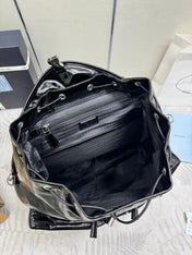 PRADA 25S BACKPACK 45 IN BLACK GLOSSY CALFSKIN SILVER HARDWARE