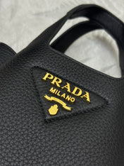 PRADA 25S TOTE MINI BAG 18 IN BLACK CALFSKIN GOLD HARDWRE