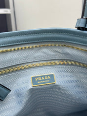 PRADA 25S BONNIE LARGE HANDBAG 38 IN LIGHT BLUE GLOSSY CALFSKIN GOLD HARDWARE