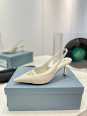 Pra Slingback Pumps 75 White Patent Leather