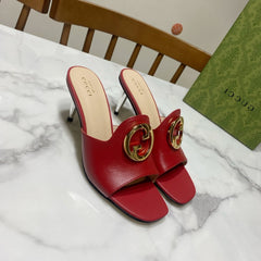 GG HIGH HEELS BLONDIE 75 IN RED LAMBSKIN WITH GOLD HARDWARE