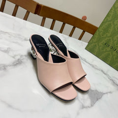 GG SILVER METAL HEEL 65 IN PINK CALFSKIN