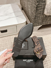 SL TANGER SLIDES LEOPARD SATIN