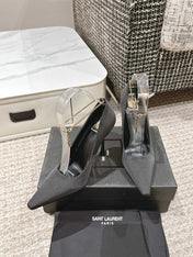HIGH PUMP 9 CM IN BLACK SATIN