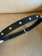 LV Initiales Studs 30mm Reversible Belt Gold Buckle Black Leather