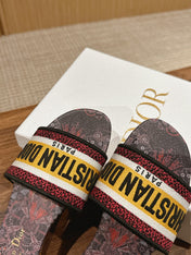 DIOR 26S SLIDE SANDALS IN MULTICOLOR TOILE PRINT LOGO