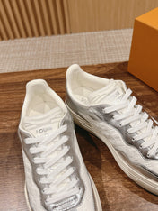 LV TRAINER SNEAKER IN SILVER MIX WHITE EMBOSSED CALFSKIN