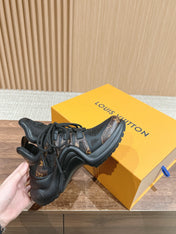 LV ARCHLIGHT SNEAKER IN BLACK CANVAS AND CHOCOLATE BROWN MONOGRAM CALFSKIN