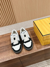 FENDI MATCH TRAINER IN BLACK MIX WHITE CALFSKIN AND HIGH-DENSIITY FABRIC