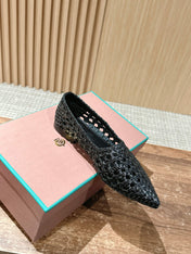 LP POINTED-TOE BALLET FLATS 25S IN BLACK LAMBSKIN