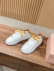 MM SNEAKERS IN WHITE CALFSKIN WITH YELLOW LACES