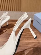 PRADA 26S SLINGBACK PUMPS IN WHITE CALFSKIN