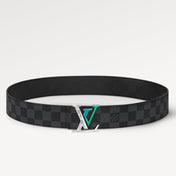 LV LARGE 40MM PYRAMIDE BELT BLACK DAMIER MONOGRAM CALFSKIN METAL HARDWARE