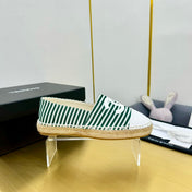CC SLIP-ON 25S IN DARK GREEN AND WHITE FABRIC WITH STRIPED PATTERN
