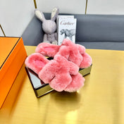 ORAN SHEARLING SANDALS DARK PINK